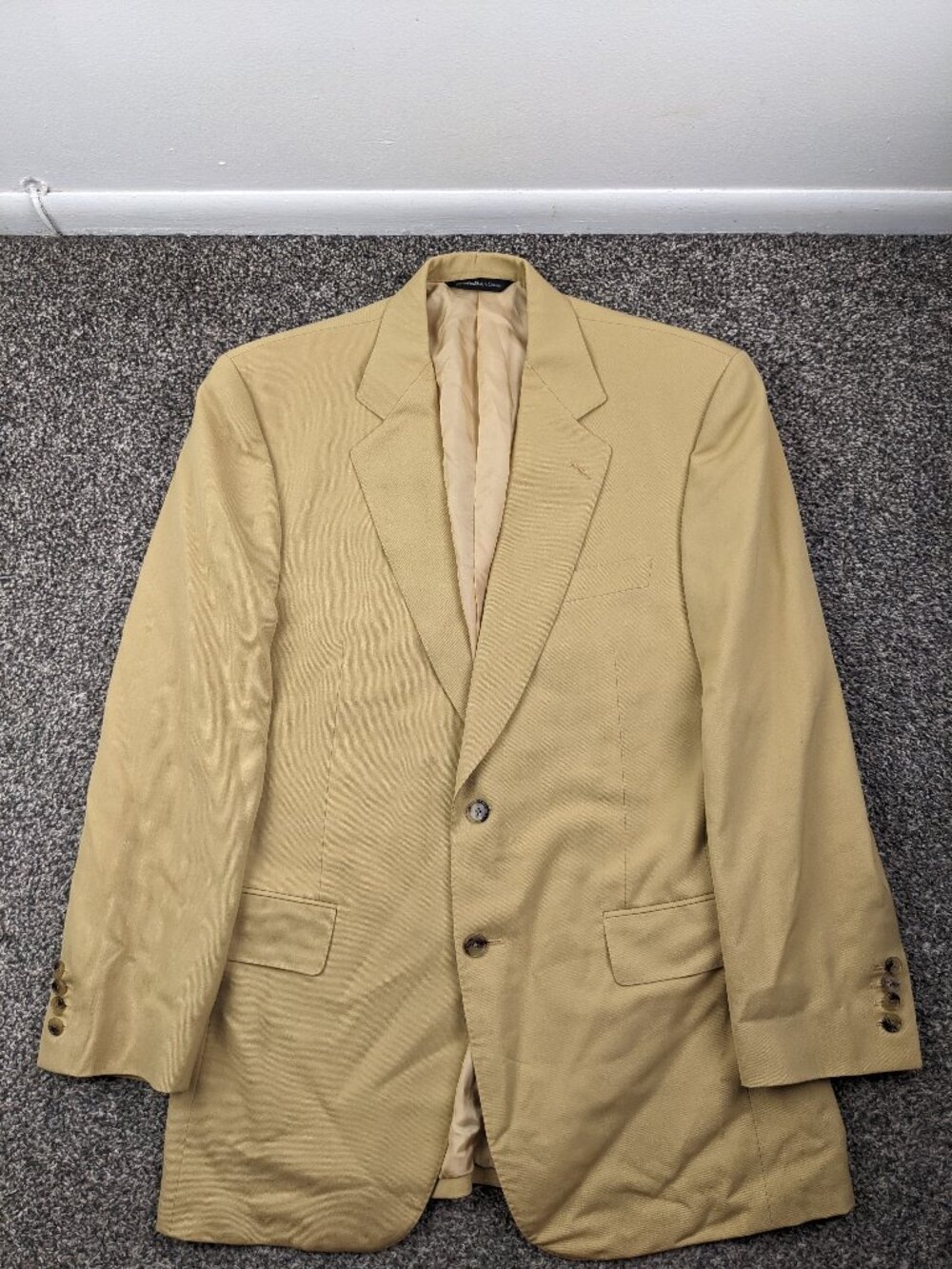 Bespoke Samuelsohn Sport Coat 40R Wool Beige Tan Surgeon Cuffs